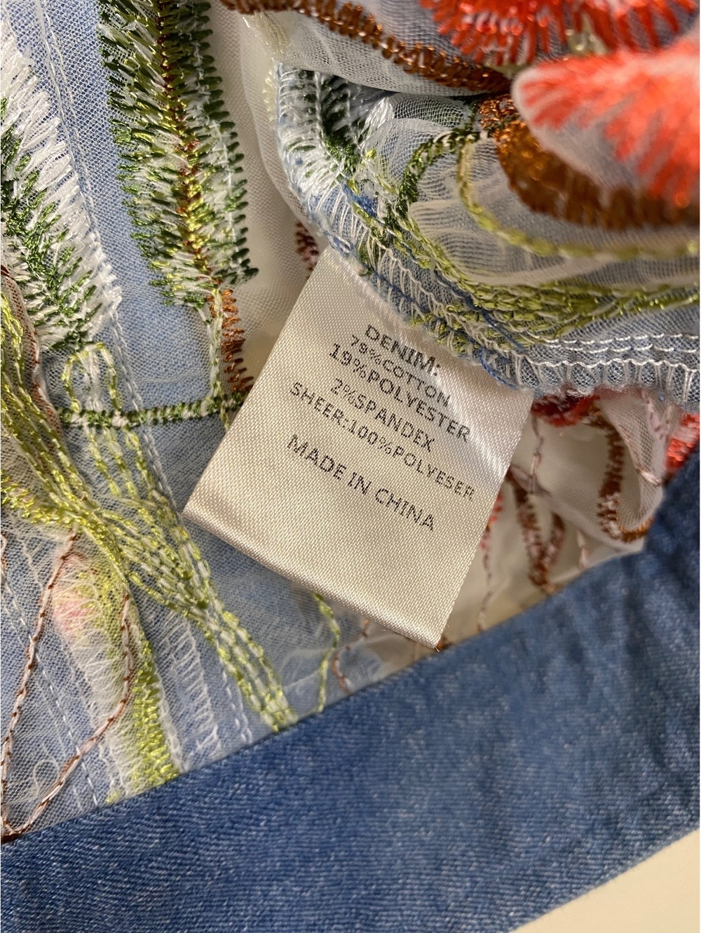 A.Z.I Embroidered Sheer Mesh and Denim Jacket Medium - Picture 4 of 6